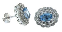 Stunning 3.40 ct Blue Topaz Halo Earrings