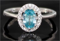 Natural Blue & White Zircon Designer Ring