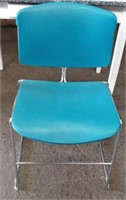 Teal Plastic Chair with Metal Frame