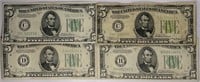 Lot of 4: $5 Federal Reserve Notes