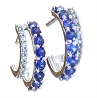 Stunning Sapphire & Diamond Huggie Hoop Earrings
