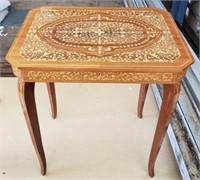 Italian Inlay End Table With Storage