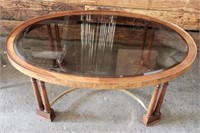 Oval Glass Top Coffee Table with Smoked Glass