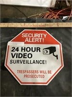 24 Hour Video Surveillance Metal Sign