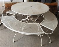 Vintage Wire Mesh Patio Table with 3 Benches