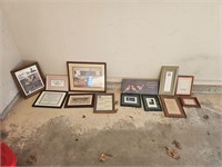Assortment of frames & photos w/Tote