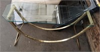 Glass Top Sofa Table with Brass Base