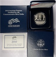 2010-W Proof Disabled Vets Silver Dollar - OGP