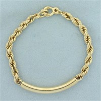 Tube Center Rope Bracelet in 14k Yellow Gold