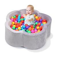 Foam Ball Pit for Toddler, Gray Flower-Shaped