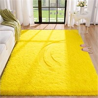 BENRON Yellow Fluffy Rugs Living Room 5 x 8 Feet