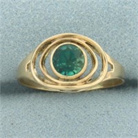 Green Topaz Collet Ring in 10k Yellow Gold