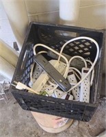 Surge protectors in one milk crate. Untested