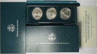 1994 Unc 3pc Veterans Silver Dollars - OGP