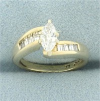 Marquise and Baguette Diamond Engagement Ring in 1
