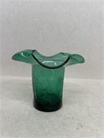 Green crackled glass vase