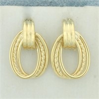 Rope Door Knocker Design Earrings in 14k Yellow Go