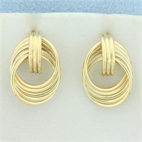 Doorknocker Knot Design Earrings in 14k Yellow Gol