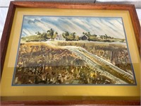 Jack Schmitt Watercolor Farm with Field