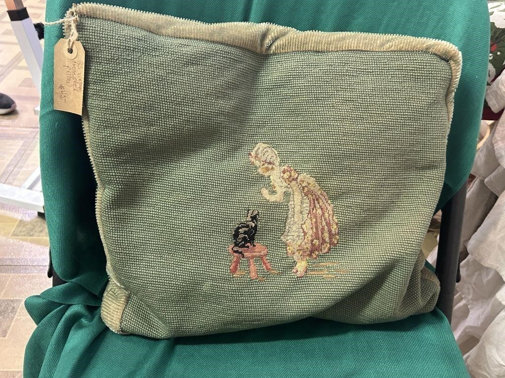 Vintage cross stitch pillow