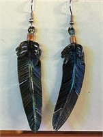 Hand Crafted Metal Feather Earrings