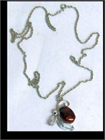 FIRE AGATE & SILVER NECKLACE