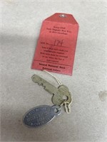 Second national Bank keychain and safety deposit