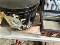 Sewing boxes and tin and boxes