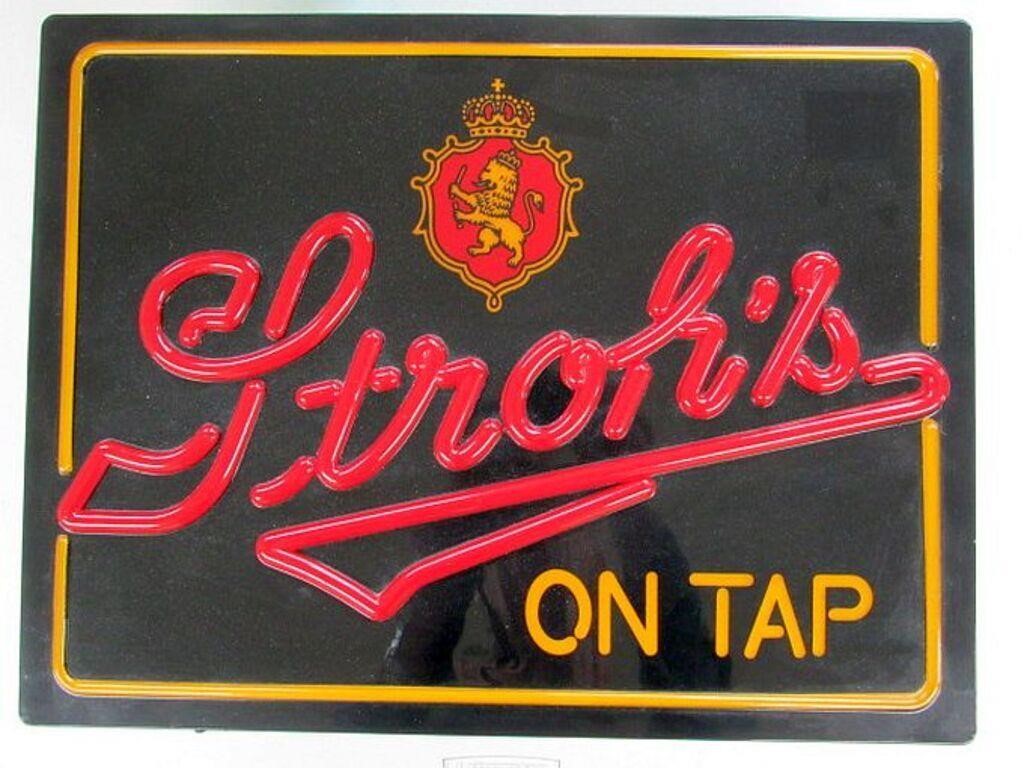 STROH'S BEER ADVERTISING SIGN - 20 1/2" X 15 1/2"
