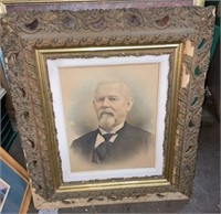 Antique Ornate Framed Portrait Unknown Man