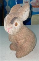 Vintage Flocked Rabbit Bunny Bank