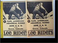 TWO OLD LEE RIDER GROVER, COLO. RODEO POSTERS