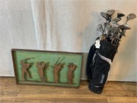 Spalding Golf Bag, Golf Clubs, Golfer Metal Art
