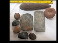 LOT OF ARTIFACT POTTERY POLISHING STONES FOUND IN