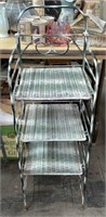 Wrought Iron Wicker 3 Shelf Foldable Stand