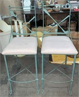 Pair of Metal Golf Themed Bar Chairs