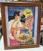 Vintage United Airlines "Hawaii" Print, 8 x 10