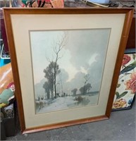 Vtg A. Jacob Winter Country Scene Large Print