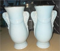 Pair of Art Deco Art Pottery Blue Vases
