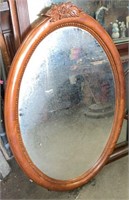 Vintage Oval Wall MIrror, Carved Floral