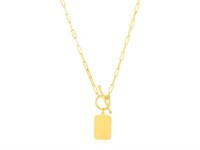 14 Kt Yellow Gold Dangle Charm Toggle Necklace
