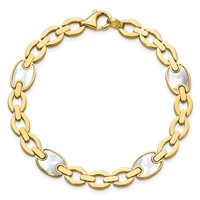 14 Kt Mother Of Pearl Fancy Link Bracelet