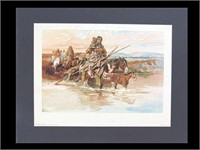 MATTED CHARLES RUSSEL PRINT - SQUAW TRAVOIS