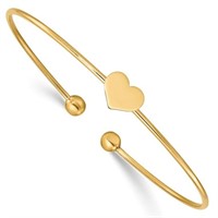 14 Kt Yellow Gold Heart Cuff Bracelet