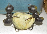 Miniature Cast Iron Ants w/Stone Sculpture