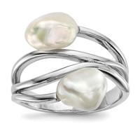 Sterling Silver Fresh Water 8 MM White Pearl Ring