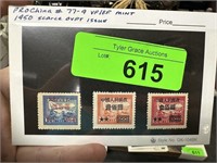 PROCHINA #77-9 3 PIECE STAMP LOT 1950 SC OP ISSUE