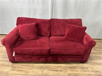 Red Microfiber Sofa Hide-a-Bed w/Throw Pillows