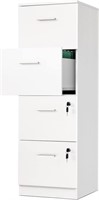 4-Drawer Wood File Cabinet with Lock, White