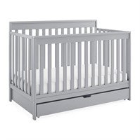 6-in-1 Convertible Crib with Storage Trundle, Grey